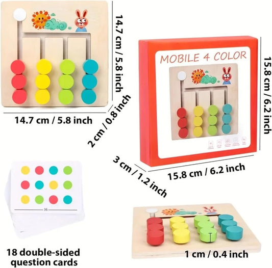 Wooden Mobile 4 Colors Matching Game with Cards