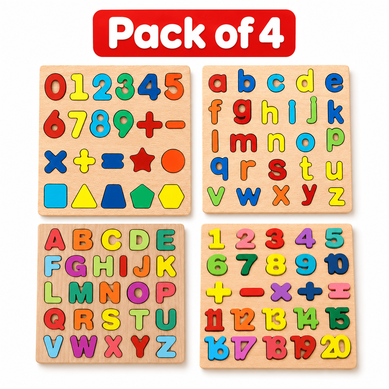Educational Wooden Slates Small (Shapes +123 + ABC) - Chotaymasters