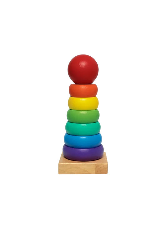 Wooden Rainbow Ring Tower Montessori Toy (Mini)