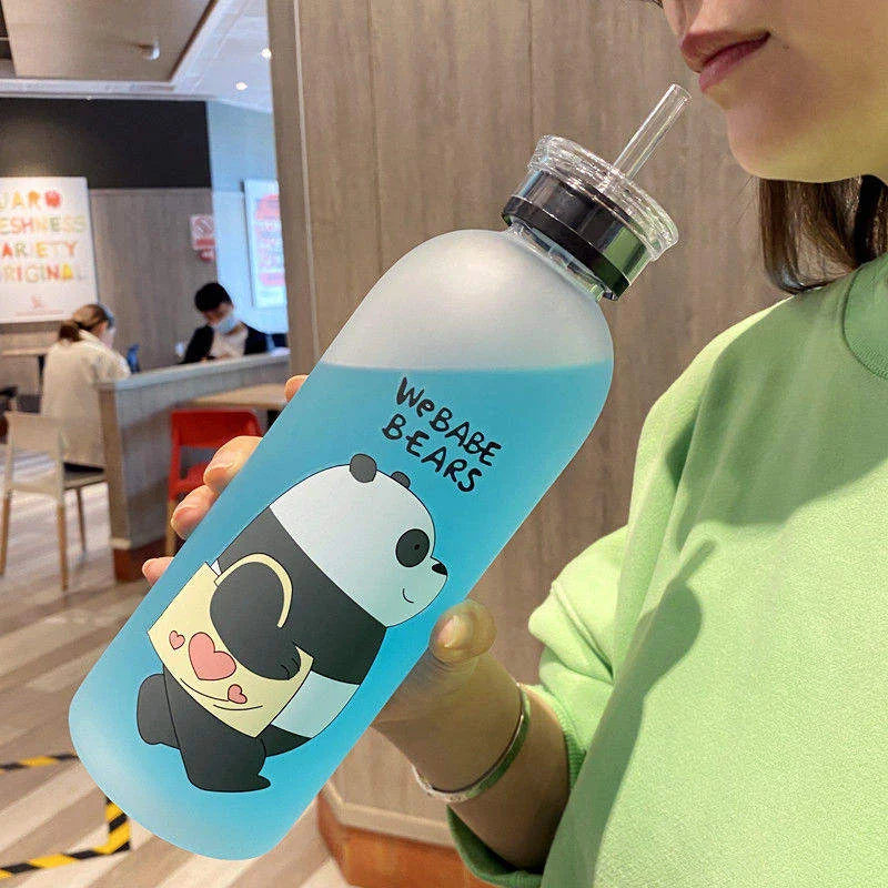 We Bare Bears Frosted Water Bottle - 1000 ml Water Capacity