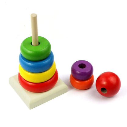 Wooden Rainbow Ring Tower Montessori Toy (Mini)