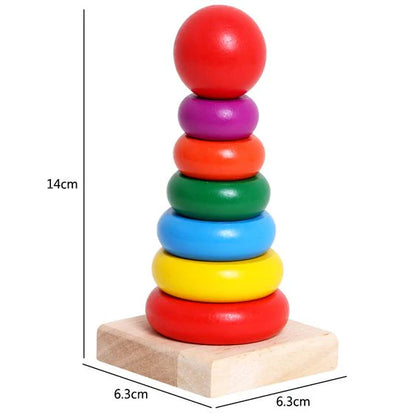 Wooden Rainbow Ring Tower Montessori Toy (Mini)