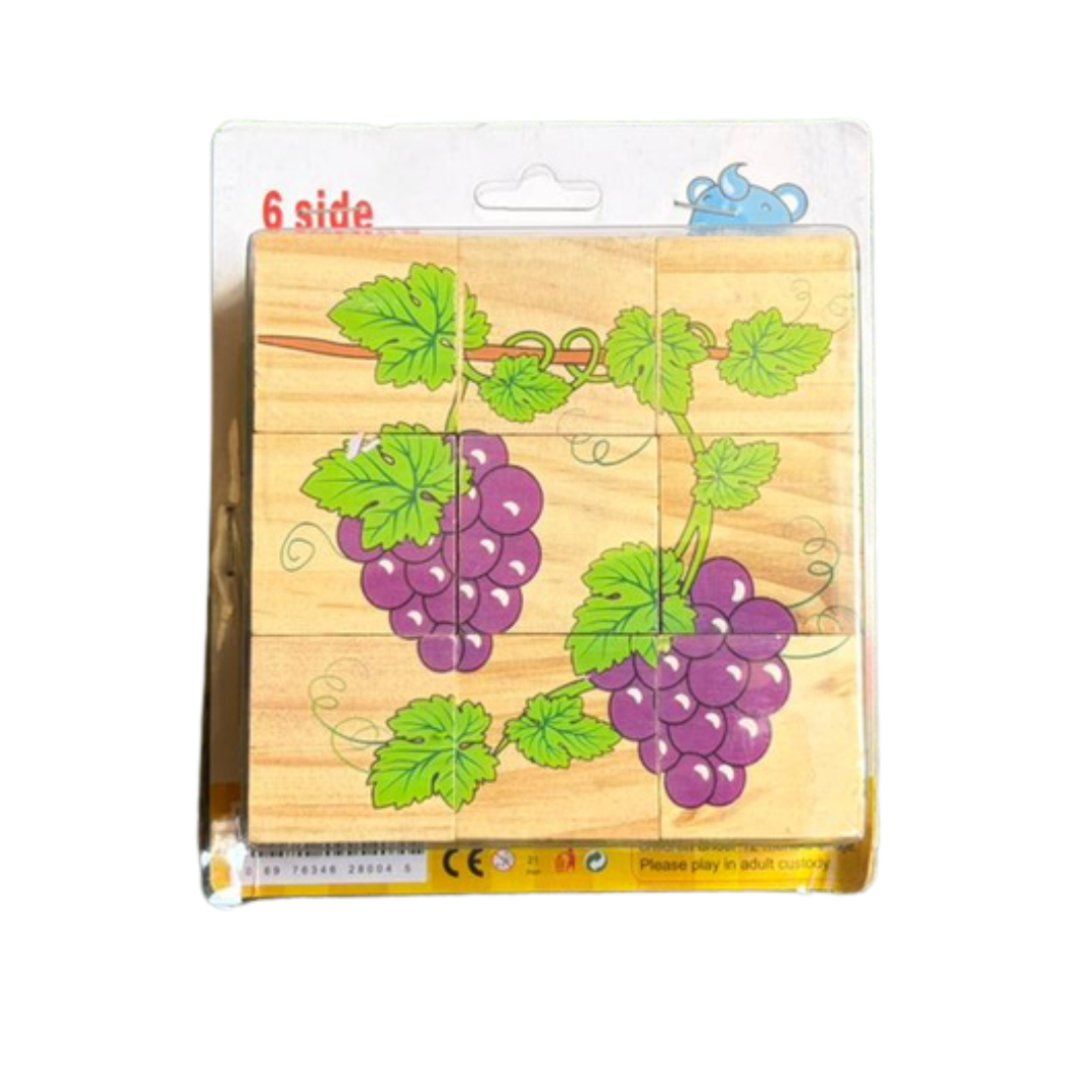 Six-Sided Cubical Wooden Puzzle Three-Dimensional
