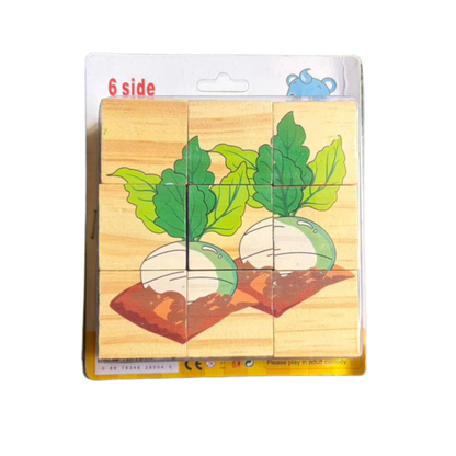 Six-Sided Cubical Wooden Puzzle Three-Dimensional