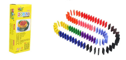100 PCS Wooden Rainbow Domino Blocks Set for Kids