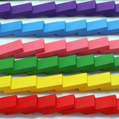 100 PCS Wooden Rainbow Domino Blocks Set for Kids