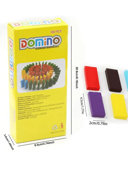 100 PCS Wooden Rainbow Domino Blocks Set for Kids