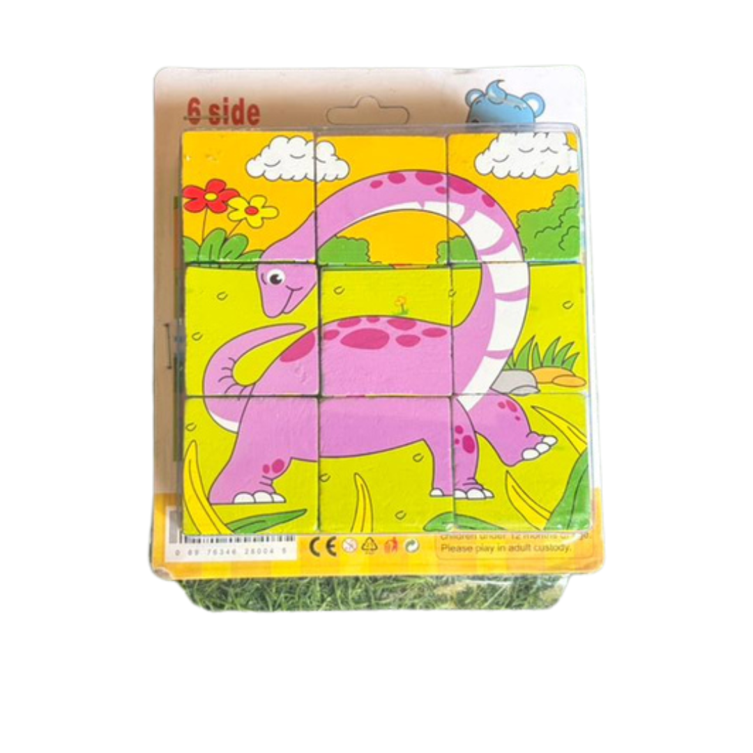 Six-Sided Cubical Wooden Puzzle Three-Dimensional