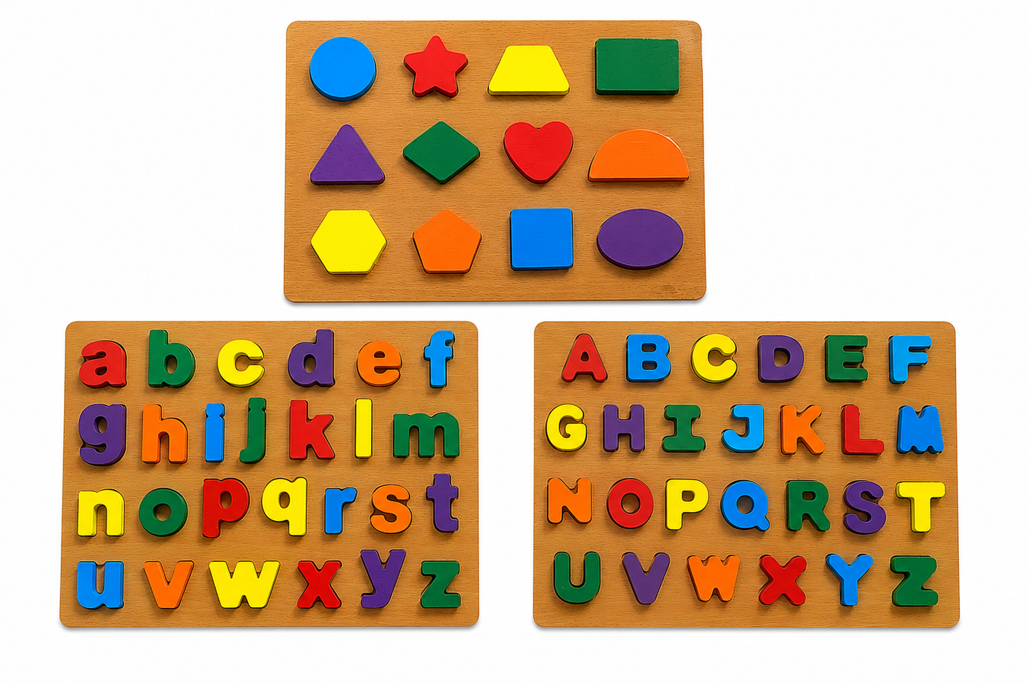 Wooden Alphabet Puzzle Board for Kids Large – ABC & 123