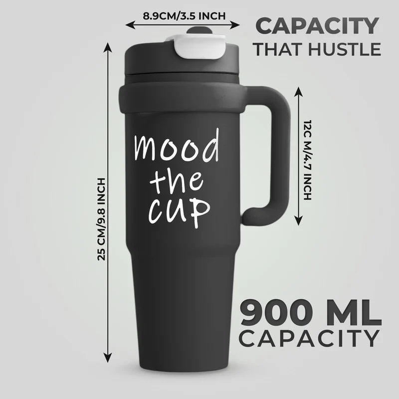 Insulated Stainless Steel - Mood the Cup Tumbler with Straw & Handle