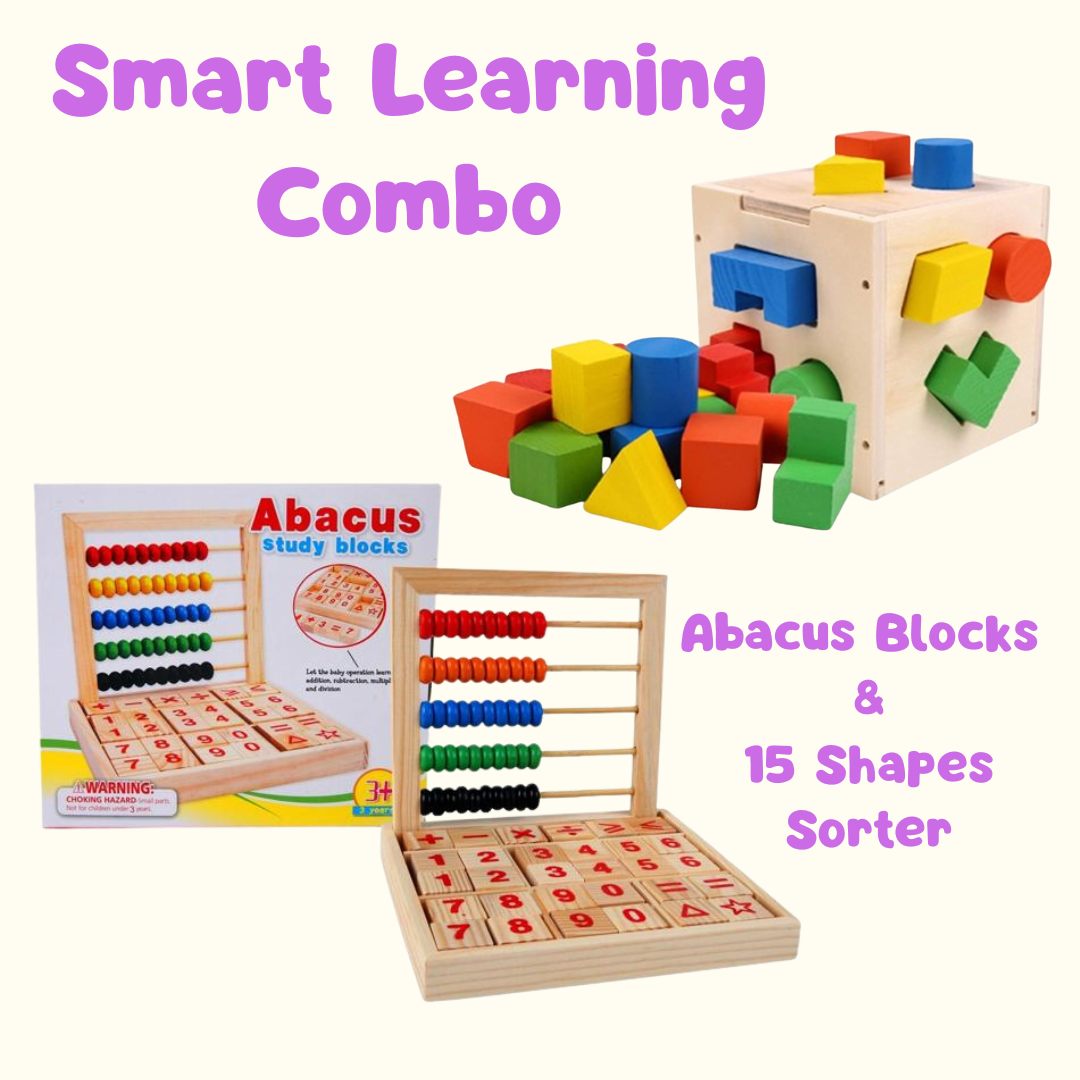 Smart Learning Combo – Shape Sorter & Abacus Blocks