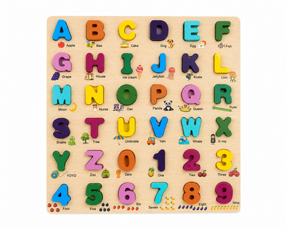 Large Wooden Educational Slate ABC + 123 with Pictures