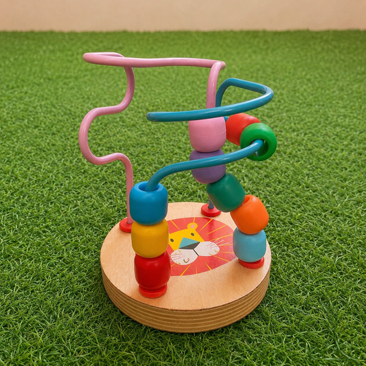 Wooden Montessori Multicolor Bead Wire Maze Trailer Toy Small Size
