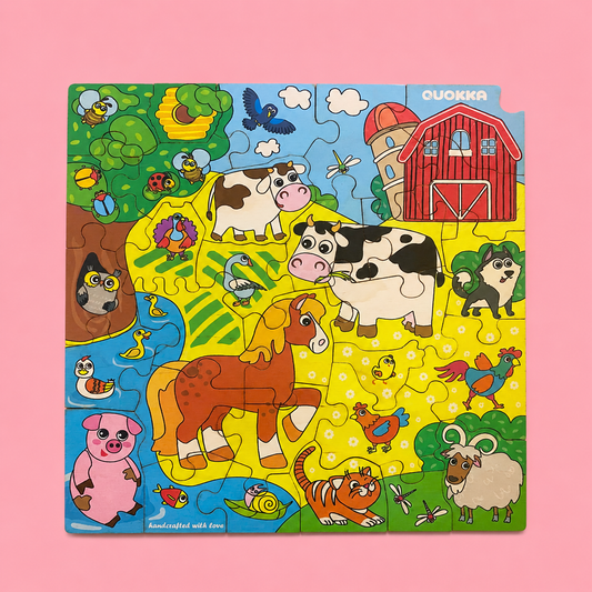 Farm Animals Theme Wooden Puzzles Small Puzzles Light Wood Puzzles