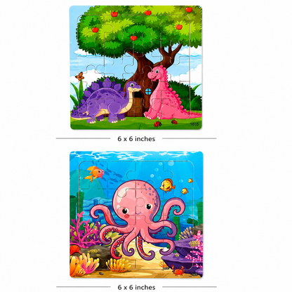 16 Pieces Light Wooden Jigsaw Puzzles for Kids
