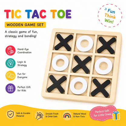 Tic Tac Toe Game Board Light Wooden Board - Chotaymasters