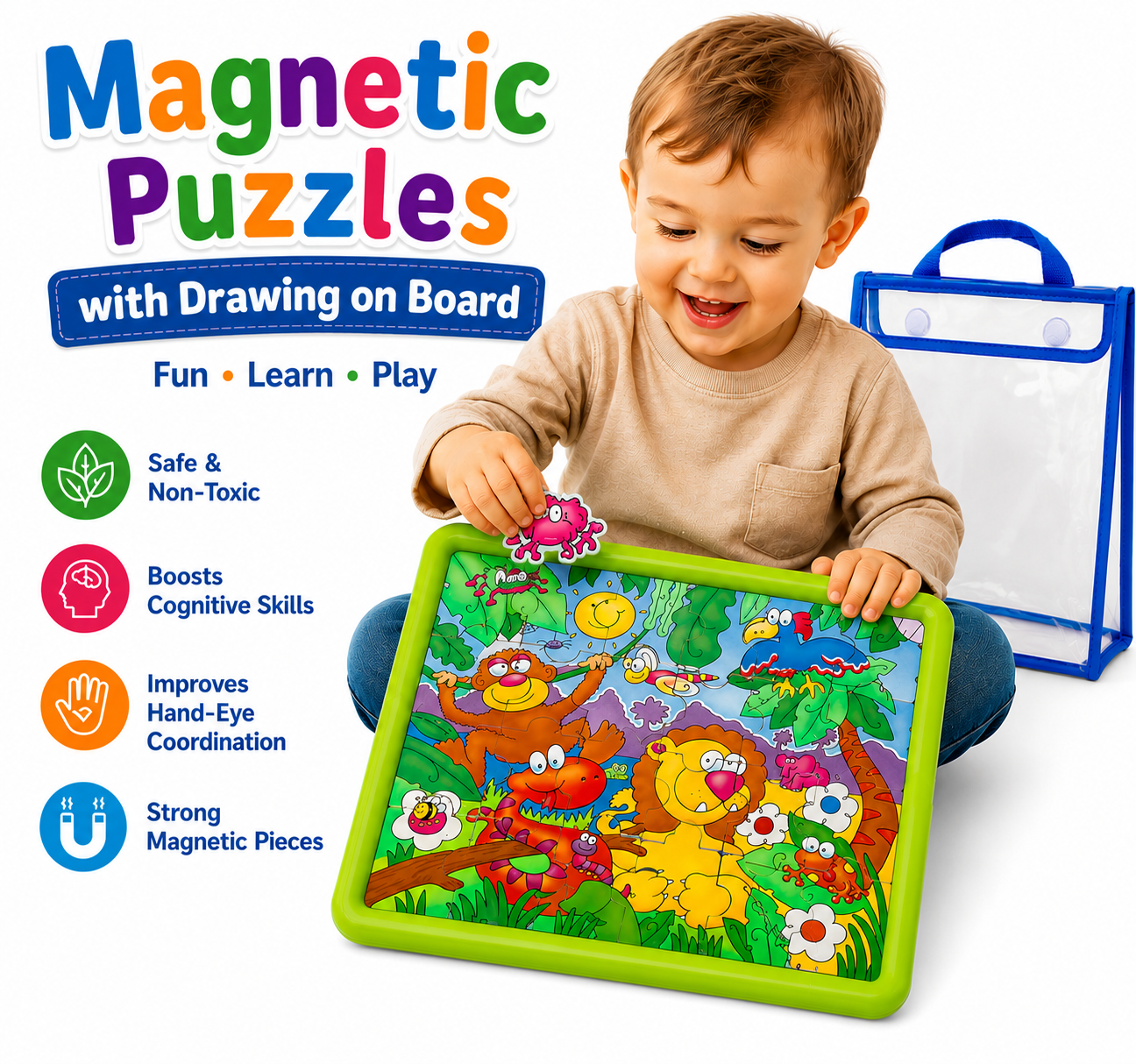 Jungle Theme Magnetic Puzzles Board