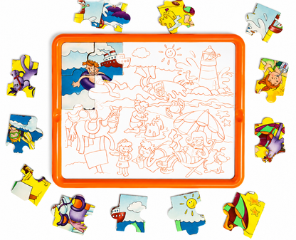 Beach Party Magnetic Puzzles with Drawing