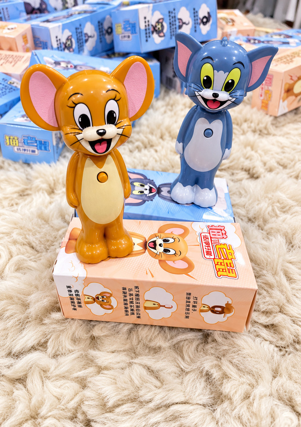 Tom and Jerry cartoon toothbrush for kids with character-shaped handle