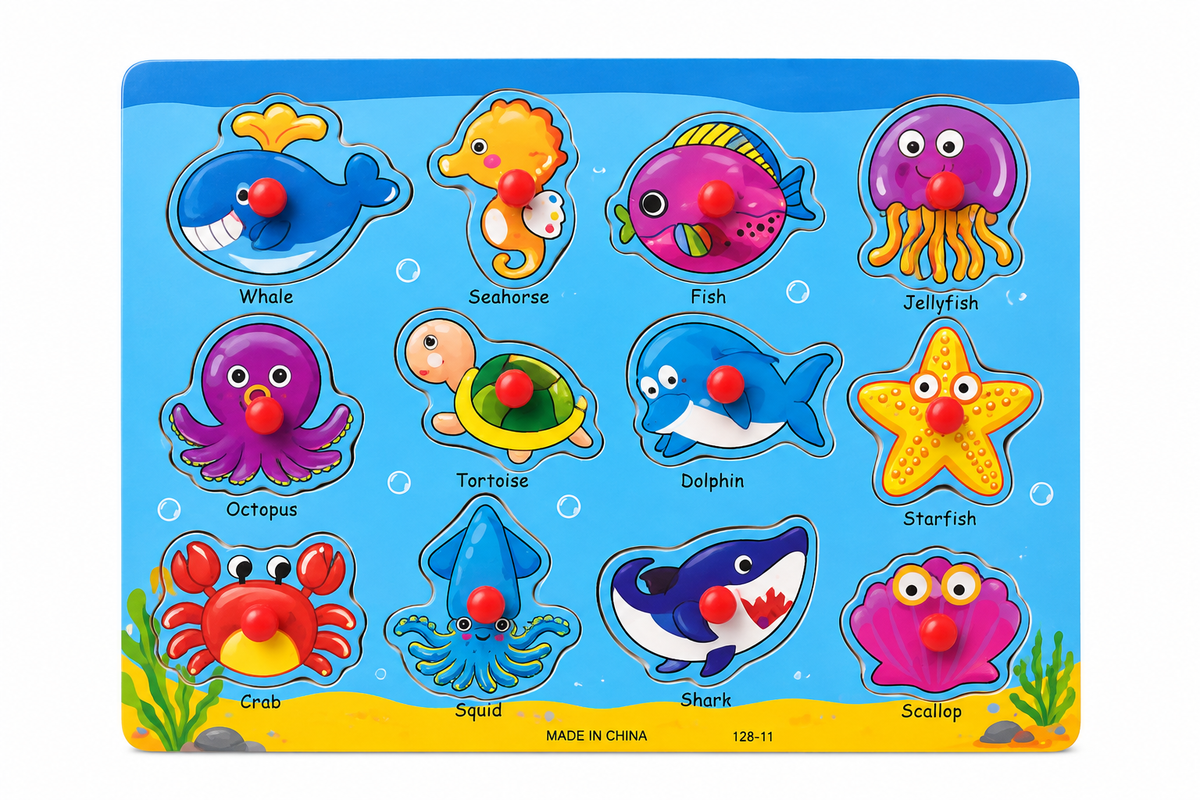 Wooden Knobbed Puzzles Medium Size - Different Themes