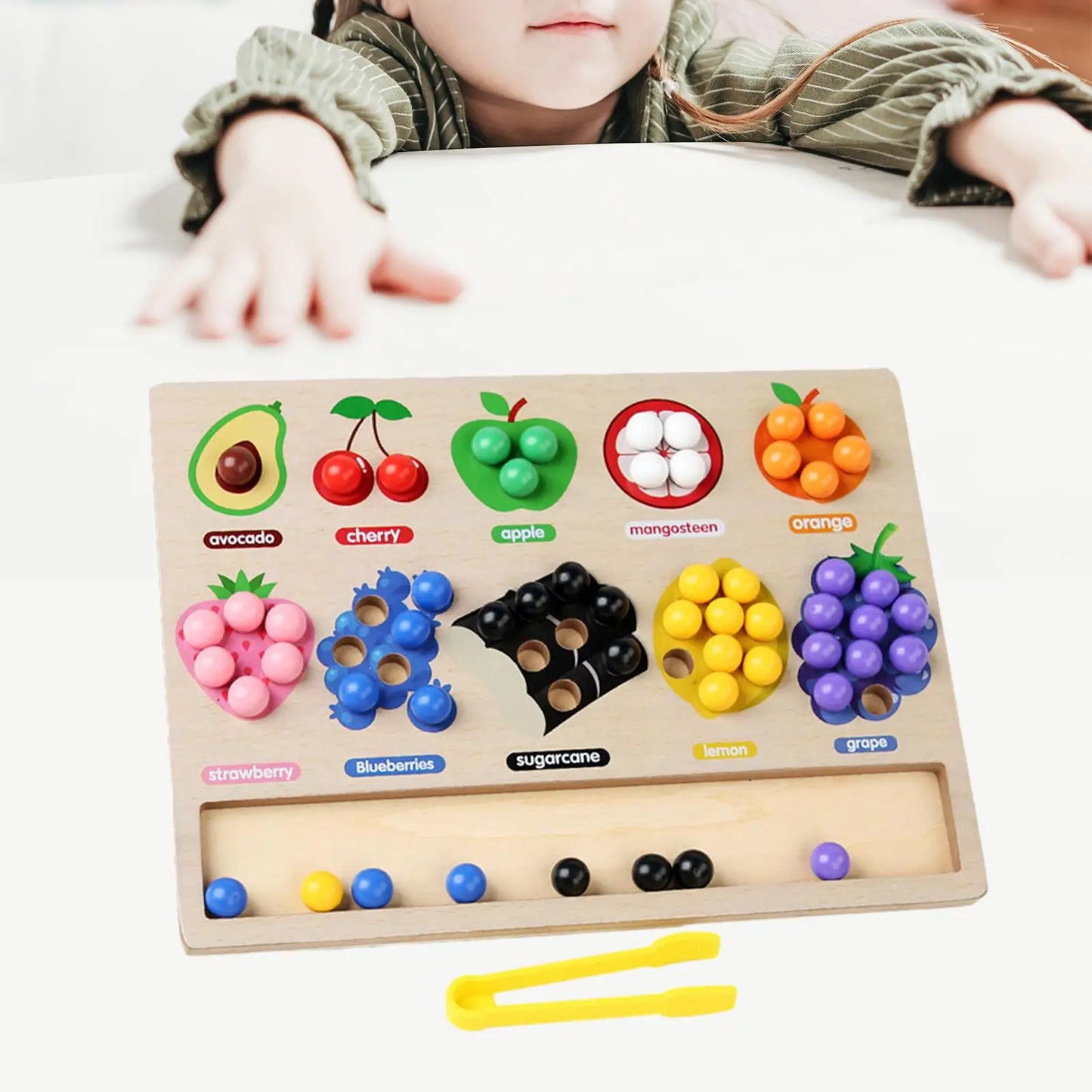 Fruit Color Sorting Beads Activity