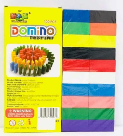 100 PCS Wooden Rainbow Domino Blocks Set for Kids