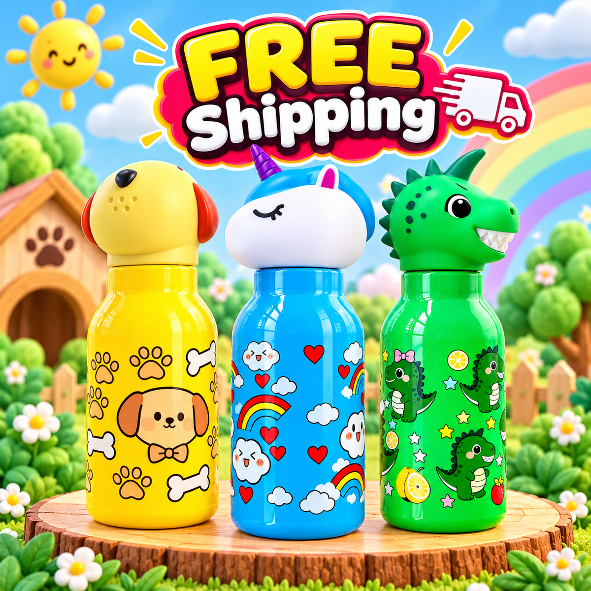 Cute Animal Water Bottle for Kids – BPA Free Plastic for School, Travel & Everyday Use
