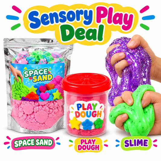 Sensory Play Deal with slime, clay, play dough and sand