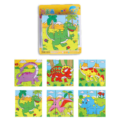 Six-Sided Cubical Wooden Puzzle Three-Dimensional