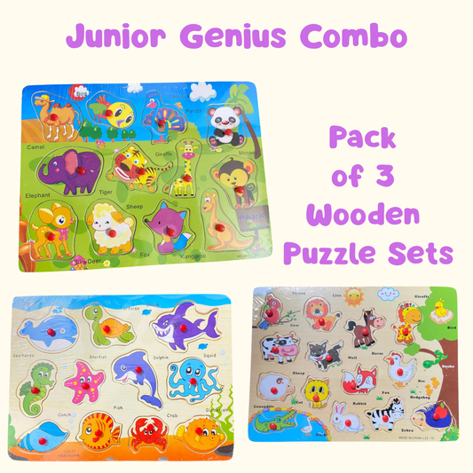 Animals Knob Puzzles Large - Pack of 3 Sets