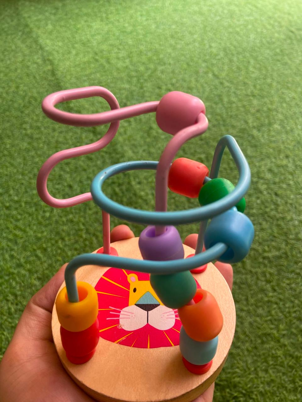 Wooden Montessori Multicolor Bead Wire Maze Trailer Toy Small Size