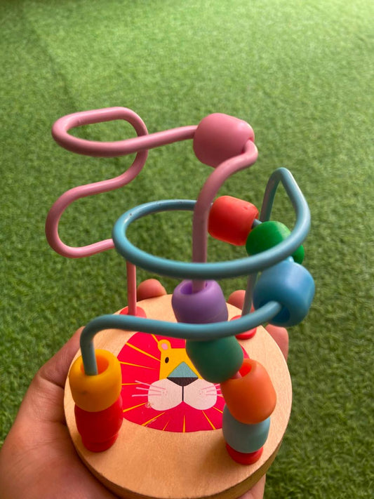 Wooden Montessori Multicolor Bead Wire Maze Trailer Toy Small Size