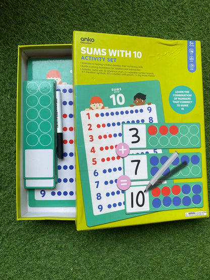 Sums with 10 Activity Math Set for 3+ Kids