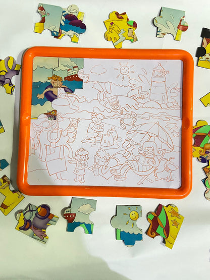 Beach Party Magnetic Puzzles with Drawing
