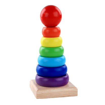 Wooden Rainbow Ring Tower Montessori Toy (Mini)
