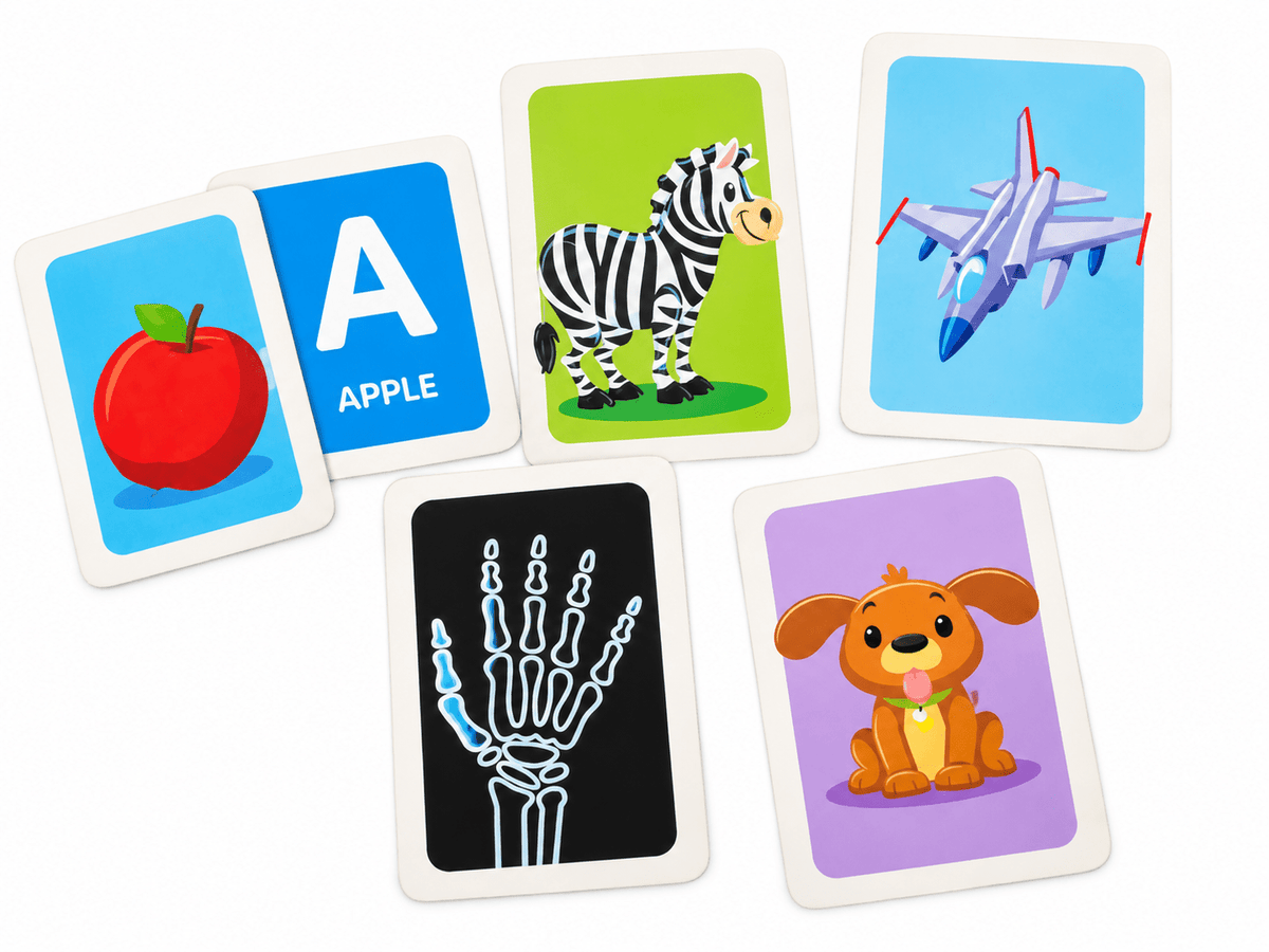 Double Sided Alphabet Flash Cards with Pictures - Chotaymasters