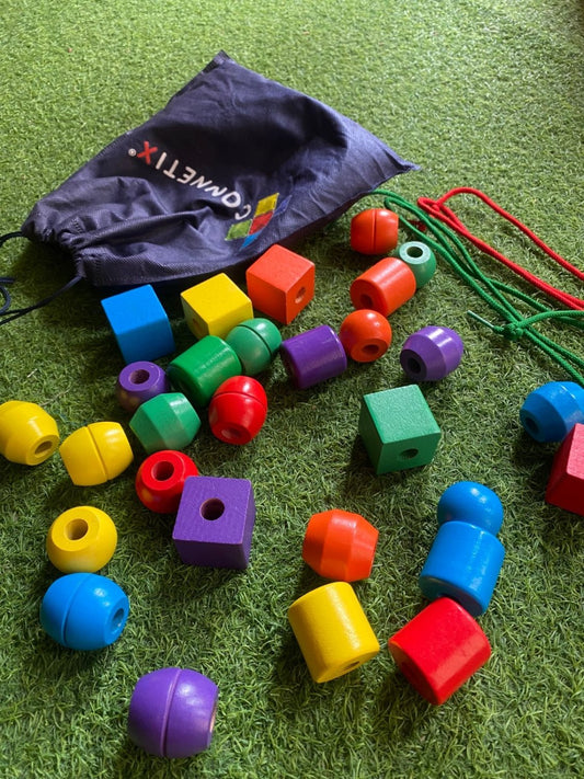 Gently Used Like New Colorful Wooden Lacing Beads - Chotaymasters