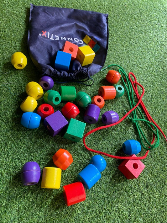 Gently Used Like New Colorful Wooden Lacing Beads - Chotaymasters