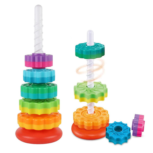 Rainbow Spinning Stacking Tower Baby Montessori Toy