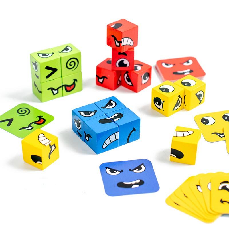 Wooden Expressions Block Puzzles with Bell