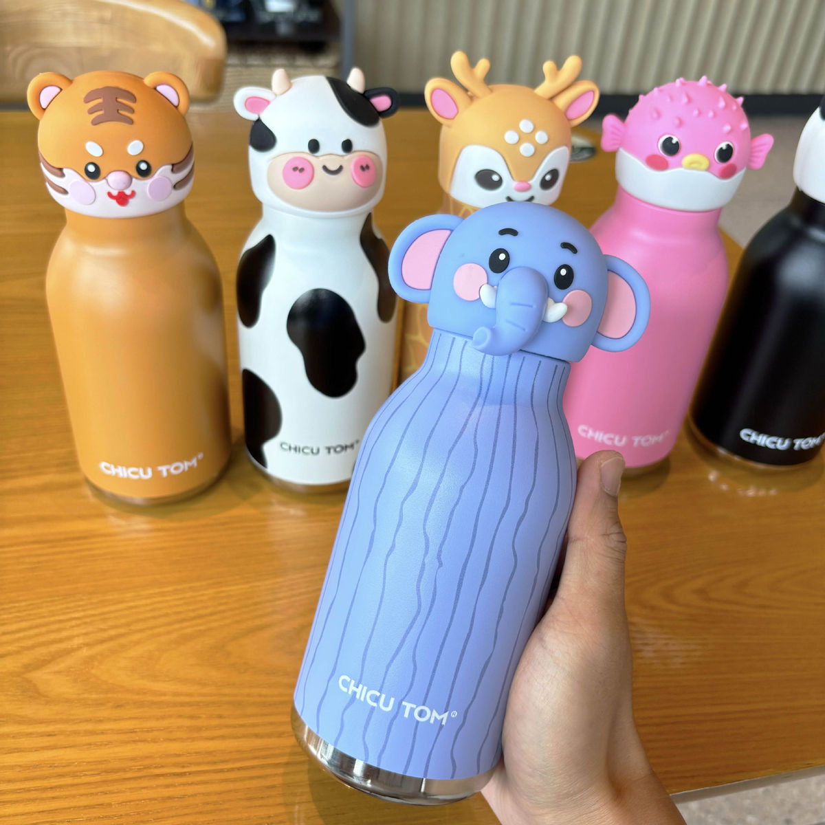 480ml Kids Stainless Steel Water Bottle with Straw - Cartoon Animal Insulated Cup for School & Travel