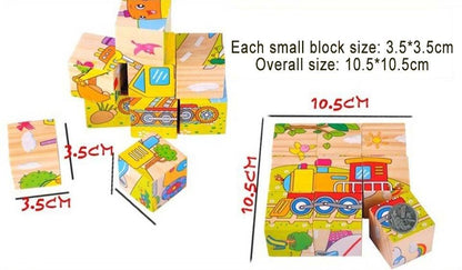 Six-Sided Cubical Wooden Puzzle Three-Dimensional