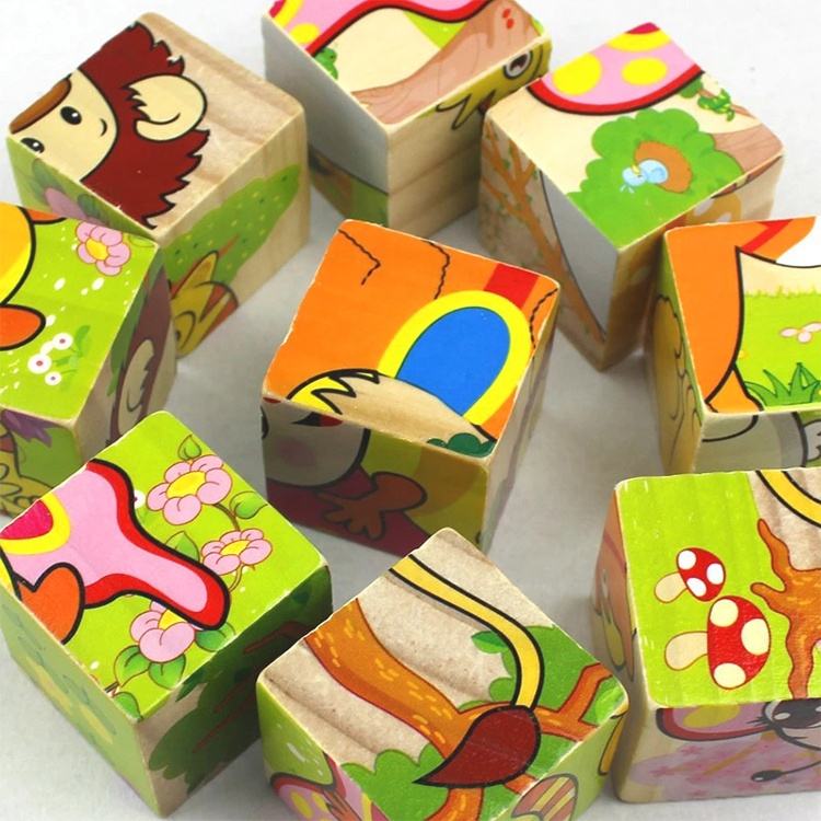 Six-Sided Cubical Wooden Puzzle Three-Dimensional