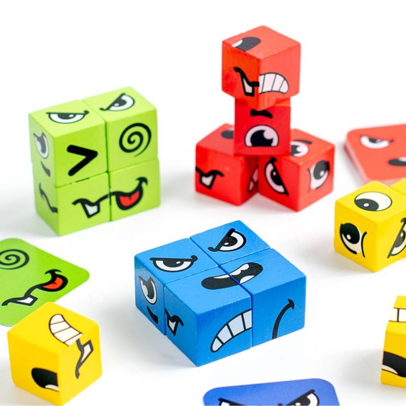 Wooden Expressions Block Puzzles with Bell