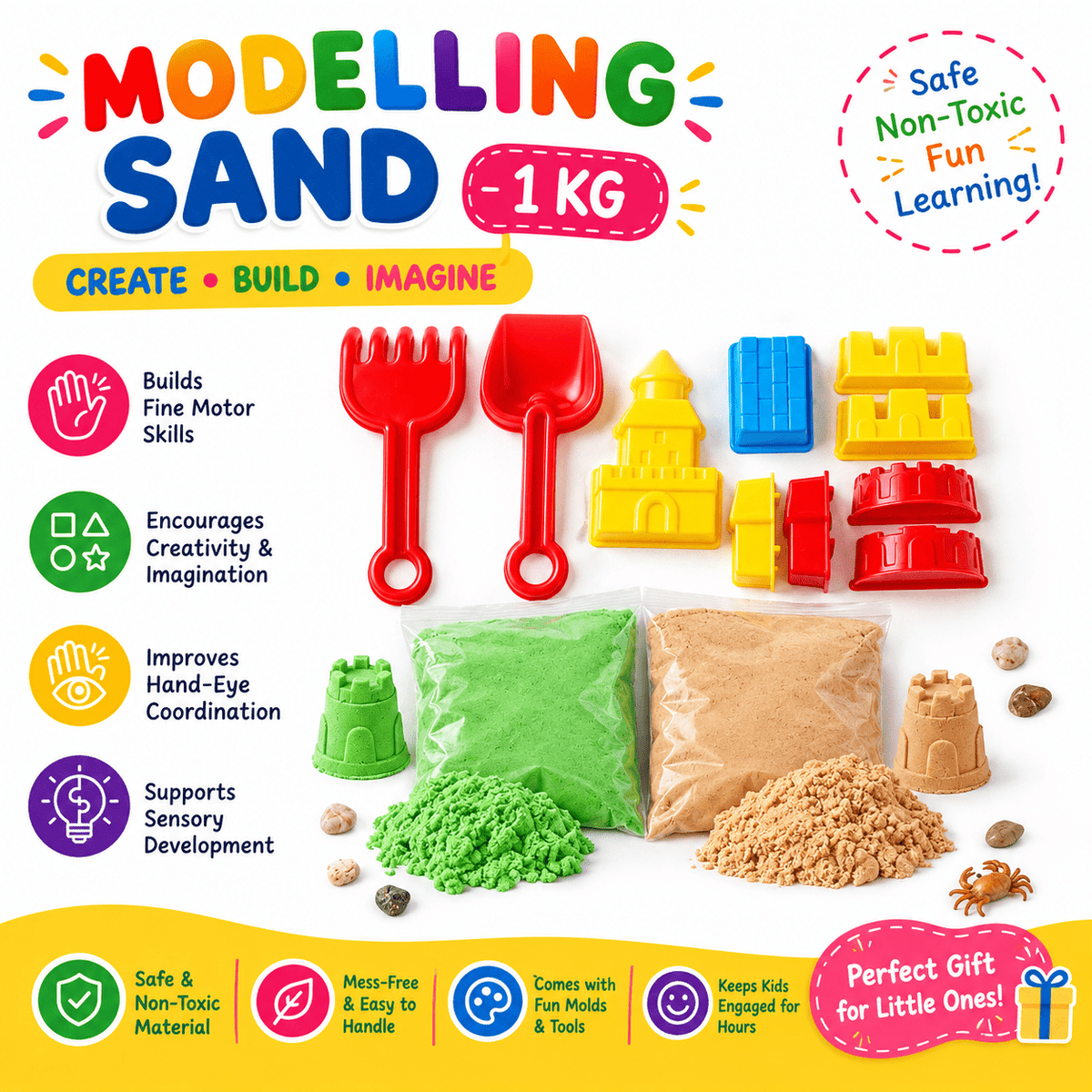Modelling Sand Pouch with Tools and 2 Sands (500 gms) - Chotaymasters