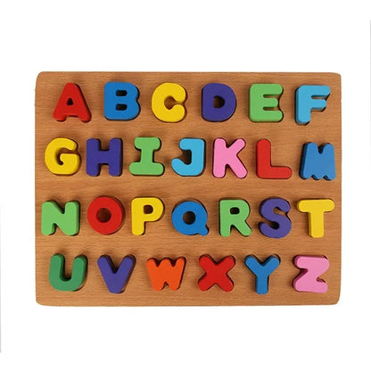 Wooden Alphabet Puzzle Board for Kids Large – ABC & 123